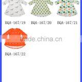 Latest Solid Color FAUX SUEDE Dress Photos Long Sleeve Printed Short Front Long Behind With 2 Pockets Baby Woolen Frock Designs thumbnail-1