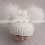 Myfur Christmas Kid Hat Girl Genuine Fur Pom Pom Children Crochet Winter Hat