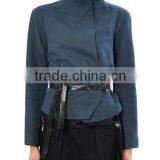 Winter Wear Short Slim Teal-blue Woman Coat/Jacket thumbnail-1