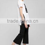 Women's English Pattern High Quality Cotton Long Printing Casual t Shirt With High Split Sides thumbnail-4