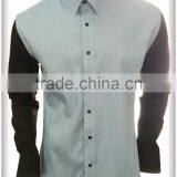 2017 New Design Men's Denim Casual Shirt With Contrast Sleeve thumbnail-1