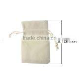 Velvet Jewelry Bags Drawstring Rectangle Ivory 91x67mm thumbnail-2