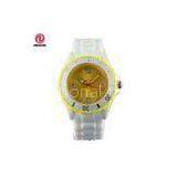 White Wristband Yellow Dial Ladies Silicone Ice Wrist Watch For Promotional Gift