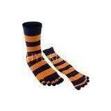 Unique Funky Orange Knee Permeable Striped Long Toe Socks, Separate Toe Socks thumbnail-1