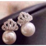NEFFLY 2016 NEW ARRIVAL 925 SILVER CROWN PEARL Noble lady EAR STUD FREE SHIPPING