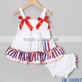 Yiwu Imee Wholesale Baby Girls 4th of July Cotton Clothing Sets with Ruffles IM-SS007