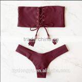 Purple Drawstring Halter Swimwear Bikini/moje Fancy Bikini Swimwear/ Fancy Bikini Set Swimwear Beachwear