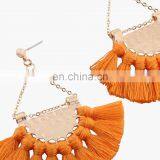 Hot Sales Saffron Fringe Gold Half Circle Fan Pendant Bohemian Earring Boho Jewelry thumbnail-4