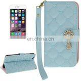 New Design Heart Pattern Wallet Style Diamante Decorated Leather Case With Holder & Card Slots & Lanyard for IPhone 6