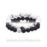 New Trending His and Hers Couple Bracelet White Turquoise&Black Stones Distance Bead Bracelet Man Christmas