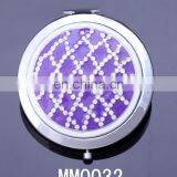 Shiny Rhodium and Purple Colour Compact Mirror With Gold Colour Design Custom Compact Mirror thumbnail-1