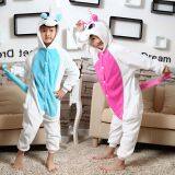Children Unicorn Cartoon Flannel Conjoined Polyester Pajamas thumbnail-2