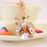 Cute Gold Plated Crystal Beetle Metal Car Keychain thumbnail-5