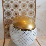 Luxury Golden Ceramic Egg Shape Bathroom Wall Hung Toilet With Good Quality Bowl From China thumbnail-1