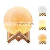 Creative Gift Decoration 3d Moon Light Rechargeable Night Light 3 Colors Touch Control Lamp Lights thumbnail-2