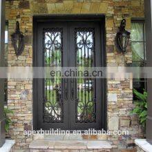 Used Double Glass Swing Entry Wrought Iron Door for Outdoors thumbnail-5