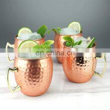 Vintage Copper Plated Double Wall Stainless Steel Moscow Mule Wine Beer Cup Cocktail Hammered Copper Mug With Handle thumbnail-5