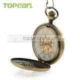 Hollow-cut Design Antique Mechanical Pocket Watch Chain Value Quality White Dial Arabic Numeral LPW640 thumbnail-3