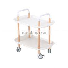 European Modern Design Two-tier Storage Rack Utility Household Kitchen White Storage Hand Trolley Bathroom Storage Rack