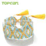 Charm Yellow Cotton Tassel Bracelet Seed Bead Bracelet Handmade for Women CLL143 thumbnail-1