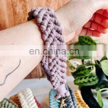 Hot Sale Macrame Wristlet Keychain Purse Accessory Colors Handmade Woven Bag Charm Boho Rustic thumbnail-2