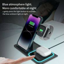 Portable 3 in 1 Foldable Wireless Charging Smartphone Wireless Phone Charger For Smartwatch and Samsung Galaxy thumbnail-3