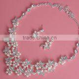 Wedding Pearl Rhinestone Jewelry Set Bridal Necklace and Earring Set thumbnail-3