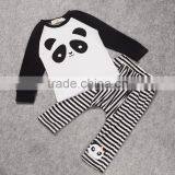 2016 Spring Autumn Children Clothes Sets Kids Cartoon Pandas Outfits Baby Long Sleeve T-shirt + Stripe Long Pants Suits thumbnail-2
