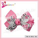 Fast shipping factory wholesale animal stripe ribbon bow hair barrette for yong girls (XH012-506)