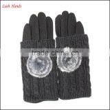 Ladies High-quality Woolen Gloves With Rabbit Fur Ball thumbnail-5