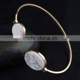 White Turquoise Disc Wire Bangle thumbnail-2