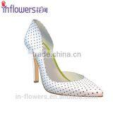 White Leather Side Cut Pointed Toe Ladies High Heels thumbnail-1