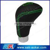 Manual Leather Shift Lever Knob Green Stitch Universal
