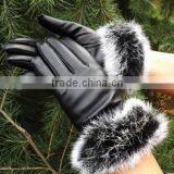 Korea Style Full Finger PU Material Winter Keep Warm and Velvet Cycle Gloves for Woman thumbnail-1
