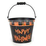 Black Mini round galvanized metal happy halloween bucket