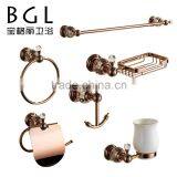 New Design Brass and Crystal Gold Finish Bathroom Accessory 6pcs per Set thumbnail-1