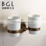 Bathroom Pruducts Furface Antique Bronze and Brass Double Tumbler Holder thumbnail-2