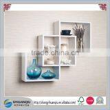 Wood Wall Shelf Intersecting Boxes Decorative Ledge Home Display Decor White New thumbnail-1