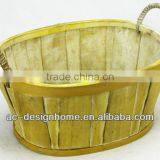 GOLDEN YELLOW WASH OVAL BAMBOO CHIP BASKET thumbnail-1