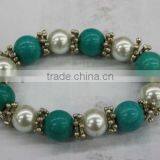 12mm Green Natural Round Turquoise Bracelet With Shell Beads thumbnail-1