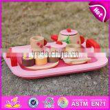 2017 New Design Pretend Play Toys Girls Pink Wooden Tea Set Toy W10B181 thumbnail-4