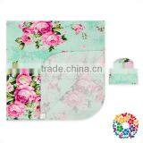70*90cm Cheap Mint Floral Baby Muslin Swaddle New Born Swaddle Wrap Wholesale Milk Silk Baby Blankets With Caps thumbnail-1