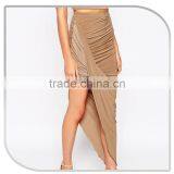 2016 Fall Season Slinky Side Ruched Open Leg Sexy Long Skirt thumbnail-3