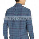 Hot Men's Blue Check Cotton Shirt MSRT0077 thumbnail-2