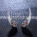 925 Sterling Silver High Polish Rhodium Plated Cubic Zirconia Wing Customized Earring thumbnail-2