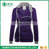 2017 Latest Fashion European Style Multi Color Women Winter Oblique Zipper Hoodie thumbnail-1