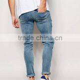 Slim Fit Straight Cut Knee Ripped Acid Wash Jeans Trousers for Men thumbnail-2