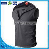 OEM New Design Cotton Plain Wholesale Sleeveless Hoodie Man Vest thumbnail-1