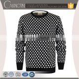 Crew Neck Black Pullover Men Wool Blend Sweater With Decorative Dots thumbnail-1