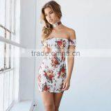 New Sexy Off Shoulder Dresses Women Summer Flowers Bodycon Party Dresses With Choker thumbnail-3